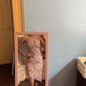 Pink Floral Midi Dress